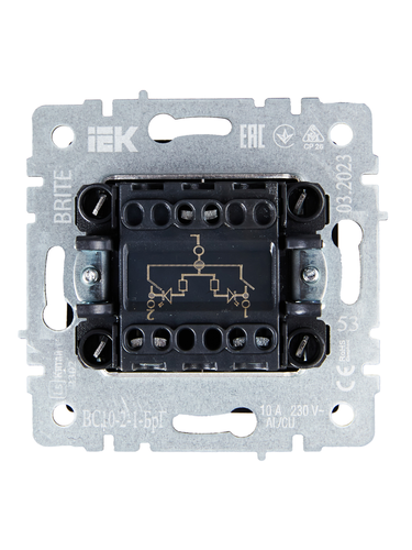 Выключатель 2-клавишный IEK BRITE BR-V20-1-10-K53 графит, фотография