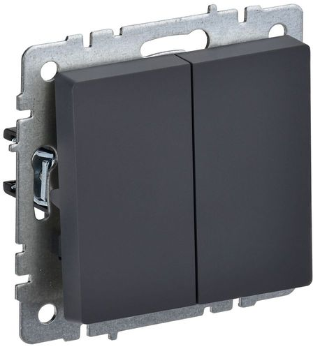 Выключатель 2-клавишный IEK BRITE BR-V22-0-10-K53 графит, фотография