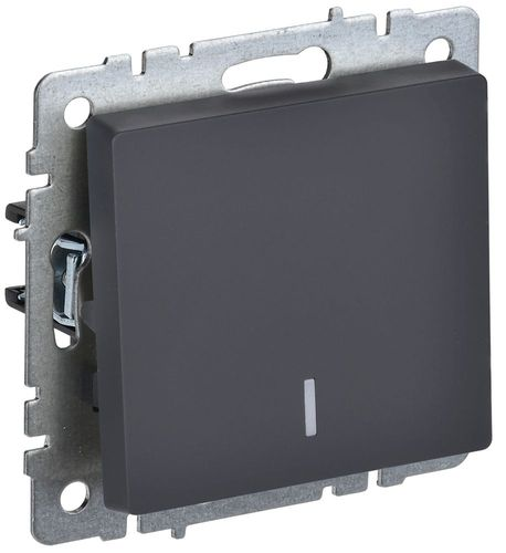 Выключатель 2-клавишный IEK BRITE BR-V10-1-10-K53 графит, фотография