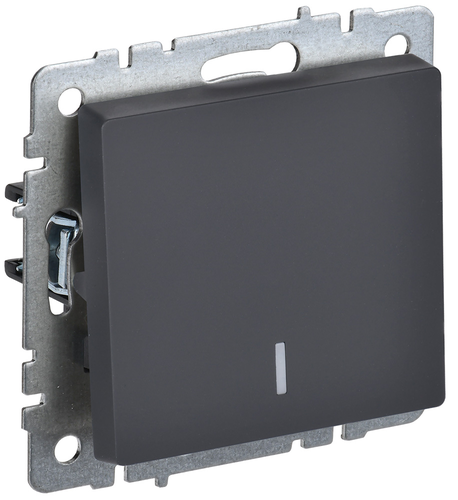 Выключатель 2-клавишный IEK BRITE BR-V10-1-10-K53 графит, фотография
