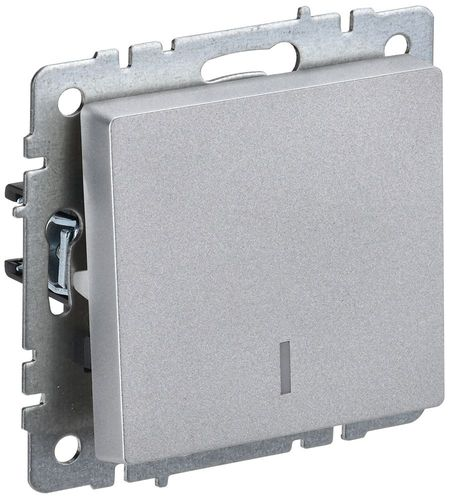 Выключатель 2-клавишный IEK BRITE BR-V10-1-10-K47 алюминий, картинка