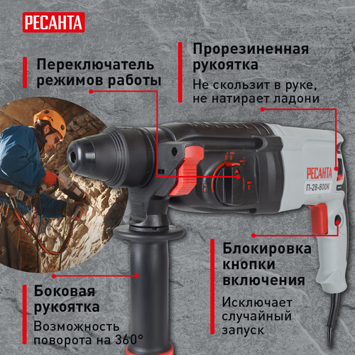 Перфоратор электрический РЕСАНТА П-28-800К, вид