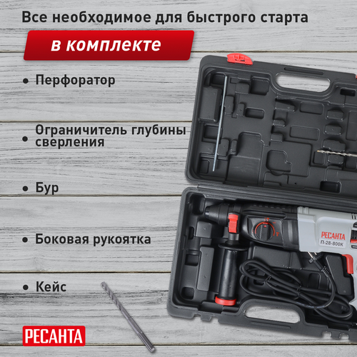 Перфоратор электрический РЕСАНТА П-28-800К, детальное фото