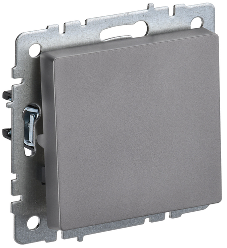 Выключатель 1-клавишный IEK BRITE сталь, картинка