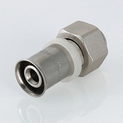 Соединитель латунь никелированный VALTEC VTc.712.N 1/2" х 20 мм, картинка