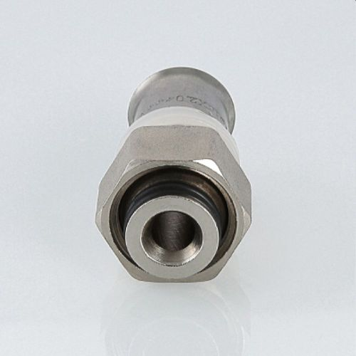 Соединитель латунь никелированный VALTEC VTc.712.N 1/2" х 20 мм, изображение