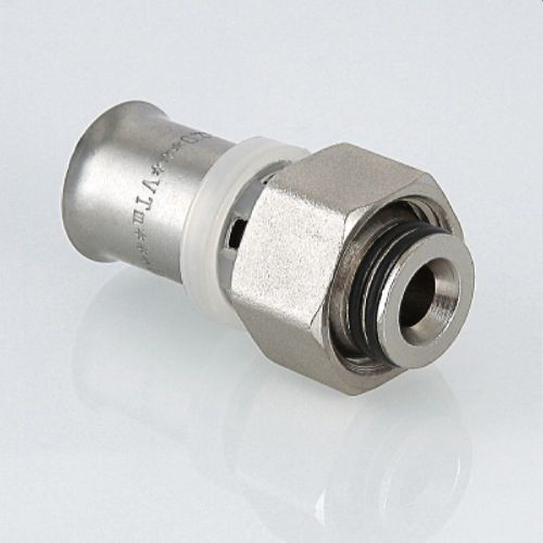Соединитель латунь никелированный VALTEC VTc.712.N 1/2" х 20 мм, фотография