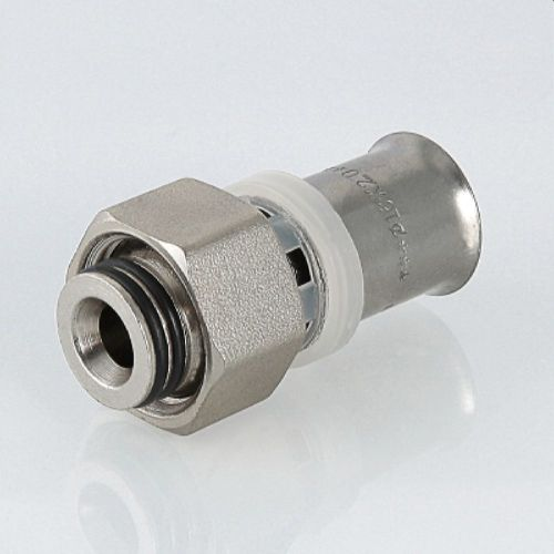 Соединитель латунь никелированный VALTEC VTc.712.N 1/2" х 20 мм, детальное фото