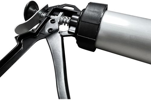 Пистолет для герметика VERTEXTOOLS, 400 мм, алюминий 9015, крупный план