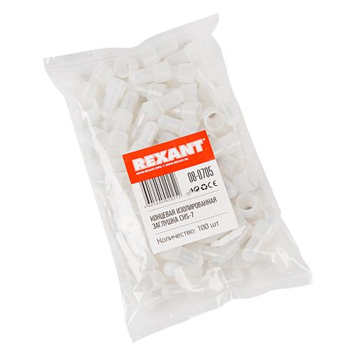 Концевая изолированная заглушка КИЗ-7, ø 5,5 мм (8,0-10,0 мм²) REXANT 100 штук, крупный план