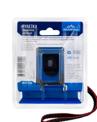 Рулетка VERTEXTOOLS CRAFT "GIANT" магнитная автостоп нейлон 5 метров x 32 мм 4045-5-32, фотография