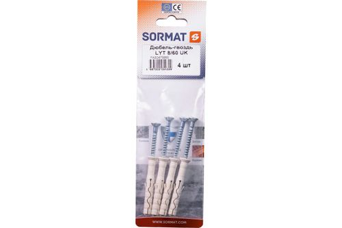 Дюбель-гвоздь SORMAT LYT 8/60 UK KP нейлон 4 шт, вид