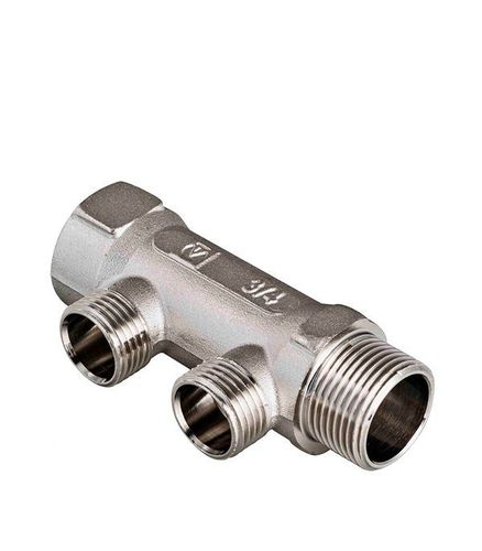 Коллектор латунь никелированная VALTEC VTc.500.N 3/4" х 1/2" на 2 выхода, изображение