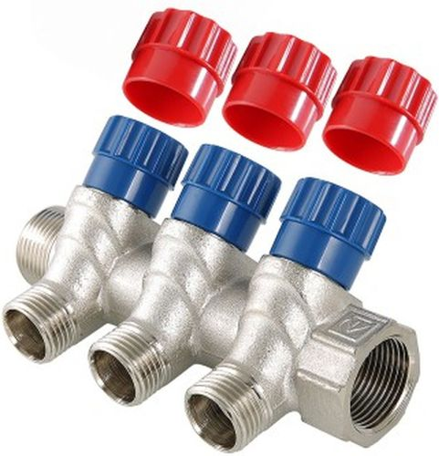 Коллектор с вентилями VALTEC 2 выхода 1/2", детальное фото