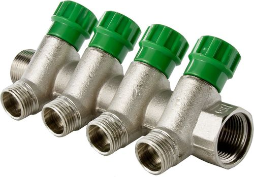 Коллектор с вентилями VALTEC 1" х 2 выхода 1/2", картинка