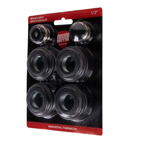 Комплект монтажный Royal Thermo 1”х 1/2" черный, фото