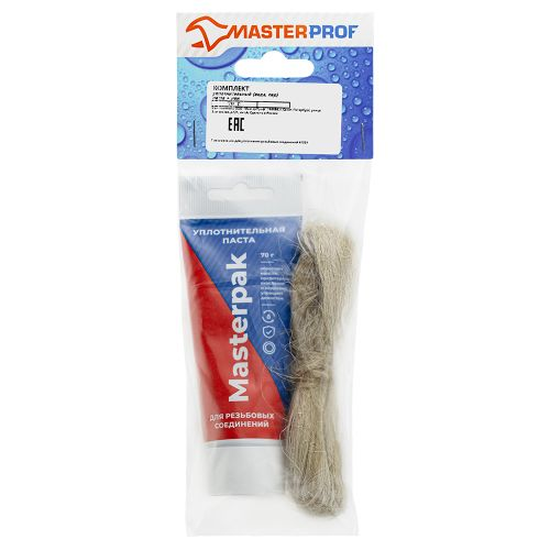 Комплект паста уплотнительная Masterpak 70 гр в тубе + лён, изображение