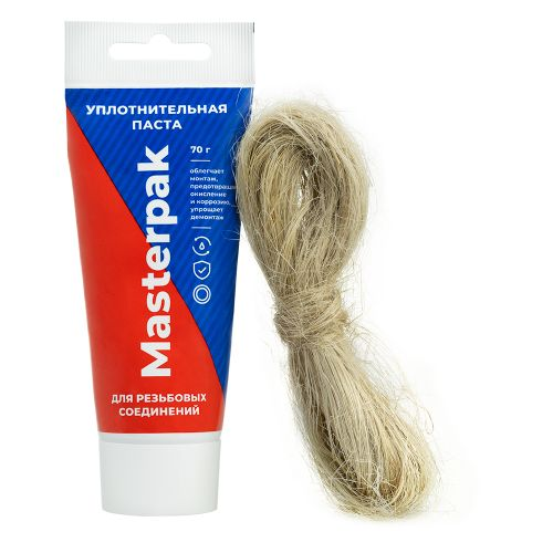 Комплект паста уплотнительная Masterpak 70 гр в тубе + лён, картинка