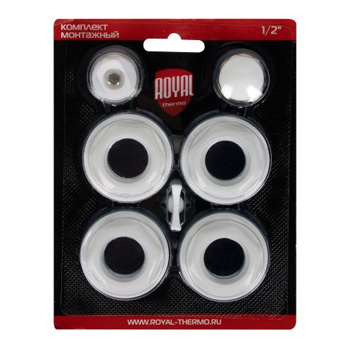 Комплект монтажный Royal Thermo 1”х 1/2" белый, крупный план