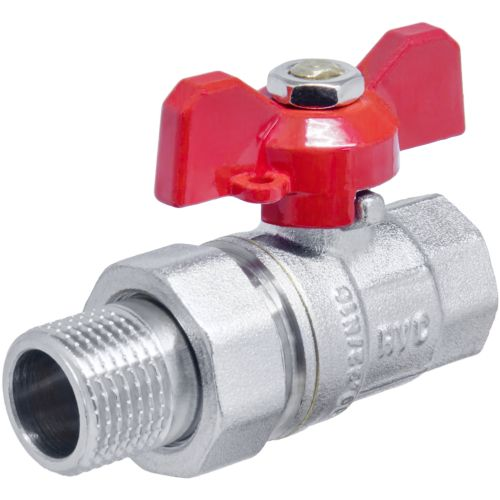 Кран шаровой с полусгоном (американкой) 1/2" бант, изображение
