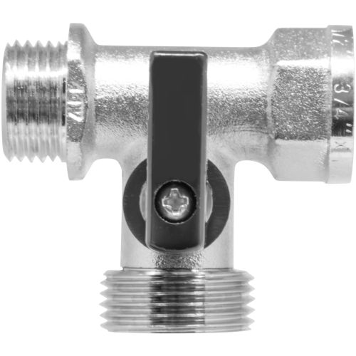 Кран шаровой трёхпроходной для бытовой техники 1/2" х 3/4"(1/2") х 1/2" в/н(в)/н MPF, детальное фото