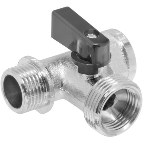 Кран шаровой трёхпроходной для бытовой техники 1/2" х 3/4"(1/2") х 1/2" в/н(в)/н MPF, картинка