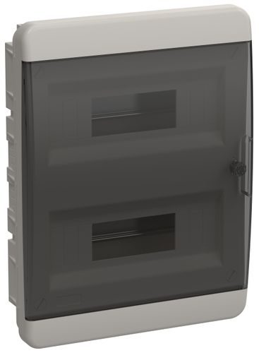Корпус пластиковый IEK TEKFOR ЩРВ-П-24 IP41 черный прозр.дверь, крупный план