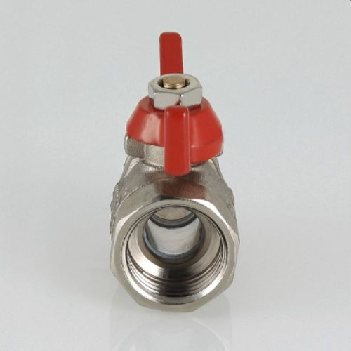Кран шаровый латунь никелированный VALTEC COMPACT VT.093 3/4", крупный план