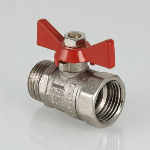 Кран шаровый латунь никелированный VALTEC COMPACT VT.093 3/4", крупный план