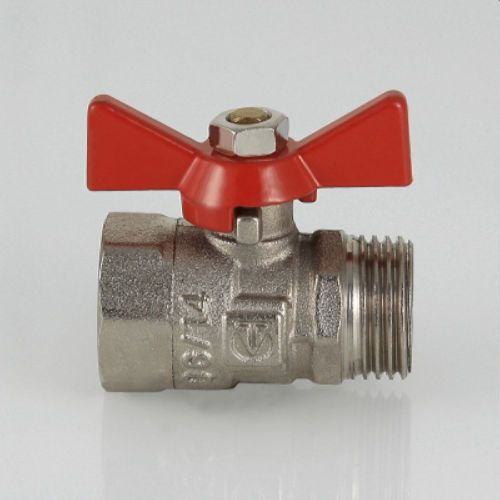 Кран шаровый латунь никелированный VALTEC COMPACT VT.093 3/4", крупный план