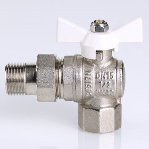Кран шаровый латунь никелированный VALTEC Base угловой 3/4", вид