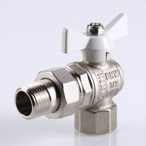 Кран шаровый латунь никелированный VALTEC Base угловой 3/4", изображение