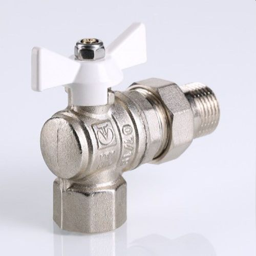 Кран шаровый латунь никелированный VALTEC Base угловой 3/4", детальное фото