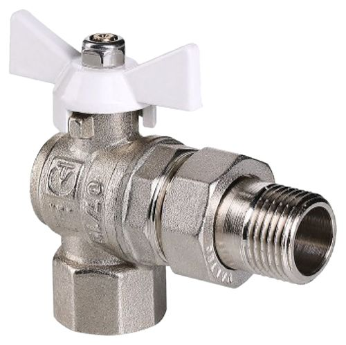Кран шаровый латунь никелированный VALTEC Base угловой 3/4", изображение