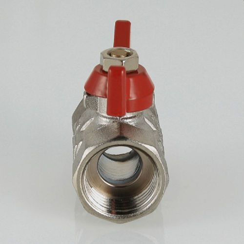 Кран шаровый латунь никелированный VALTEC COMPACT VT.092 3/4", крупный план