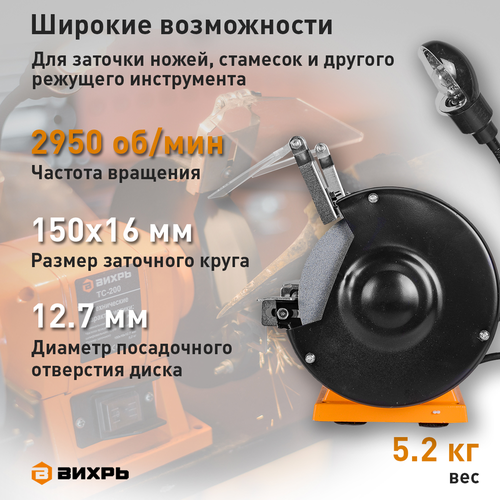 Точильный станок ВИХРЬ (72/7/2) ТС-200, фото