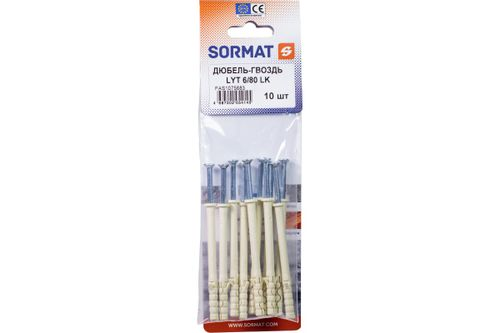 Дюбель-гвоздь SORMAT LYT 6/80 LK SP нейлон 10 шт, фотография