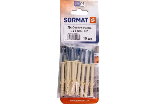 Дюбель-гвоздь SORMAT LYT 6/60 UK KP нейлон 10 шт, картинка