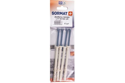 Дюбель-гвоздь SORMAT LYT 8/100 UK KP нейлон 4 шт, вид