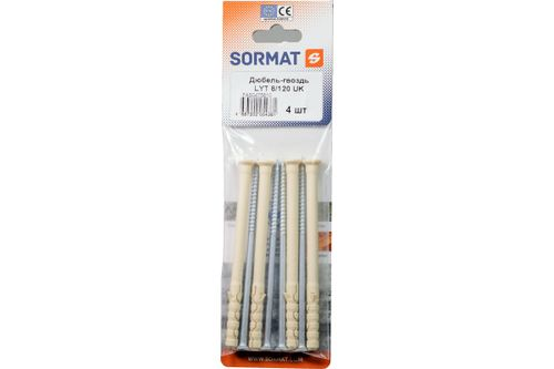 Дюбель-гвоздь SORMAT LYT 8/120 UK KP нейлон 4 шт, детальное фото