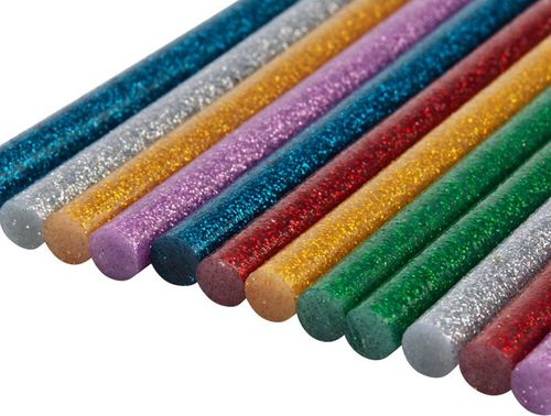 Клеевые стержни REXANT 100 мм / 7 мм цветные с блестками 12 шт, фотография