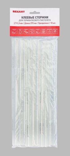 Клеевые стержни REXANT 270 мм / 11 мм прозрачные 10 шт, картинка