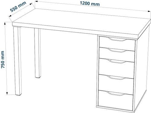 Стол письменный Шведский Стандарт Ингар 1/5Т 120x75x55, белый, изображение