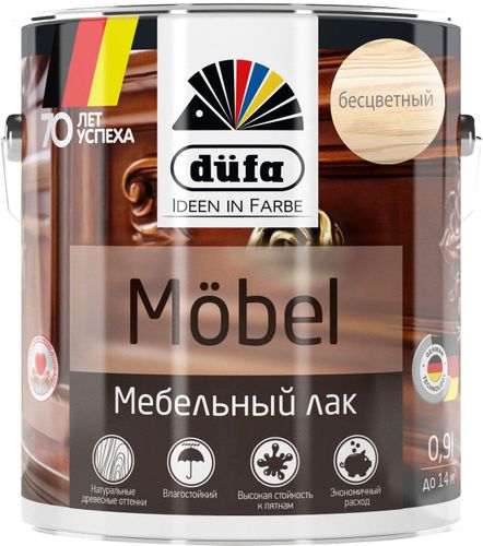 Лак мебельный dufa Mobel бесцветный глянцевый 0,9 л, фото