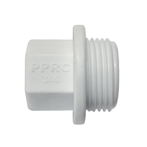 Заглушка резьбовая PPR  3/4", PN25 белый, RTP, крупный план