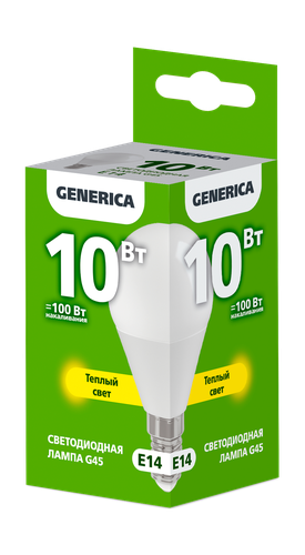 Лампа IEK LED GENERICA шар E14 3к 10вт 8.1x4.6, крупный план