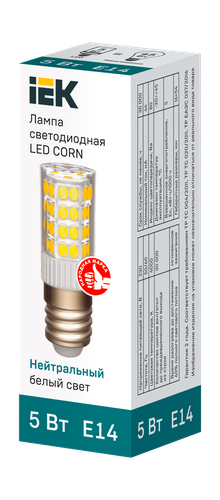 Лампа IEK LED капсула 5вт e14 4к нейтральный свет 1.6x5.4, картинка