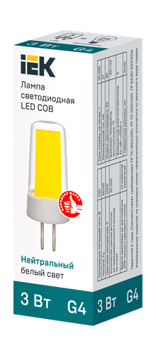 Лампа LED COB G4 3Вт 4000К IEK, фотография