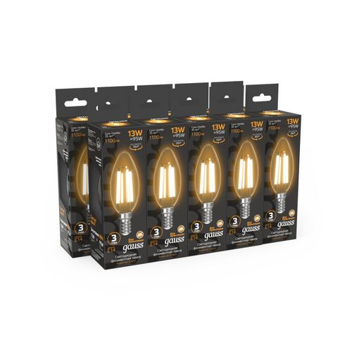 Лампа Gauss Filament Свеча 13W 1100lm 2700К Е14 LED, фото