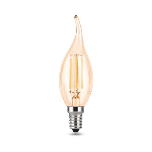 Лампа Gauss Filament Свеча на ветру 5W 420lm 4100К Е14 golden LED 1/10/50, фото